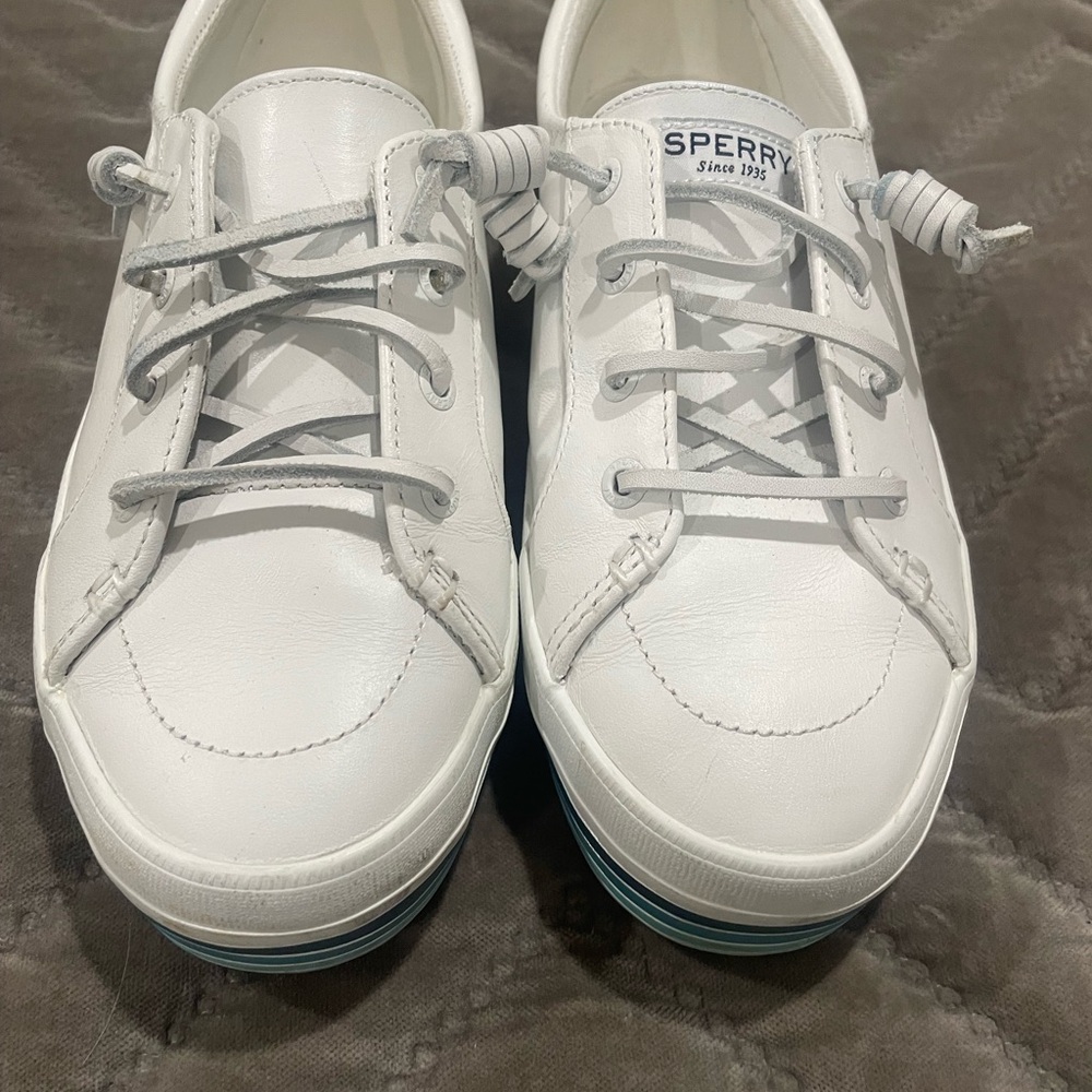 Sperry Blue and White Canvas Sneakers with Layered Sole - Picture 2 of 4
